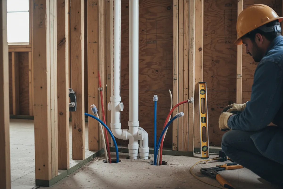 Drain and supply rough-in during Sump Pump Repair in Waymart