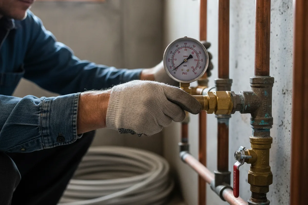 Pressure testing a repaired line during Water Line Repair in Waymart
